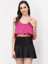 CUKOO Padded Pink & Black Two piece Skirtini Swimwear